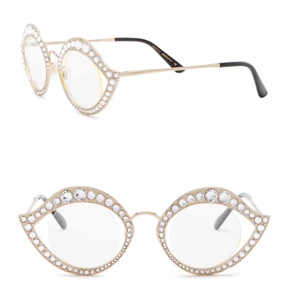 Authentic GUCCI 41mm Gold/crystals pres glasses - Picture 7 of 8